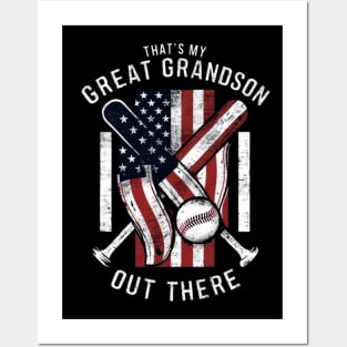 That's My Great Grandson Out There Grandma Baseball and Softball Women Gifts Posters and Art